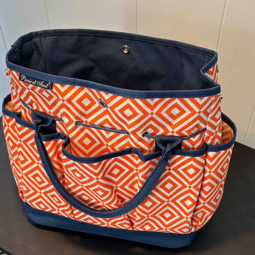 Picnic at Ascot Orange and Navy  Bag
